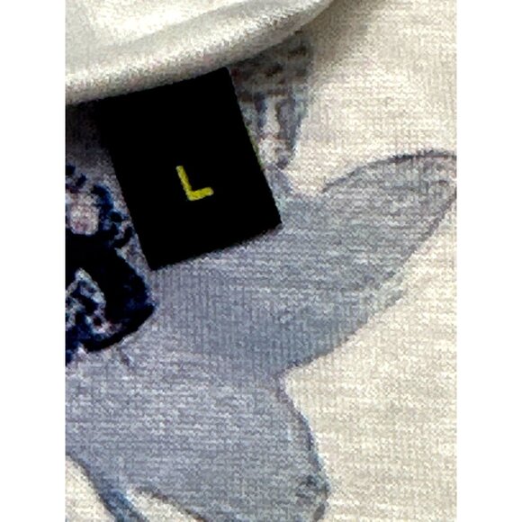 CCC Long Sleeve Floral Round Neck Cotton Blouse Elegant Design Size Large Cotton - Picture 7 of 7